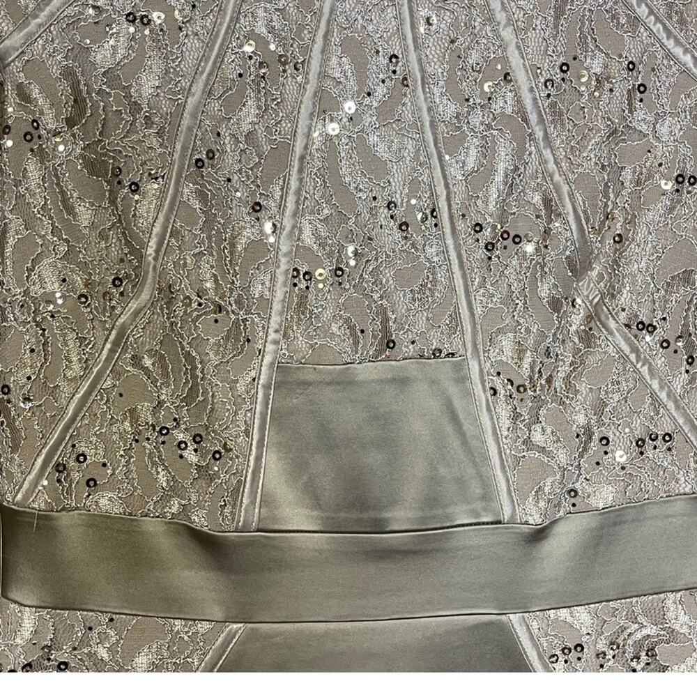 Jax dress champagne formal bridal satin sequin lace lined party size 8 - Picture 3 of 5